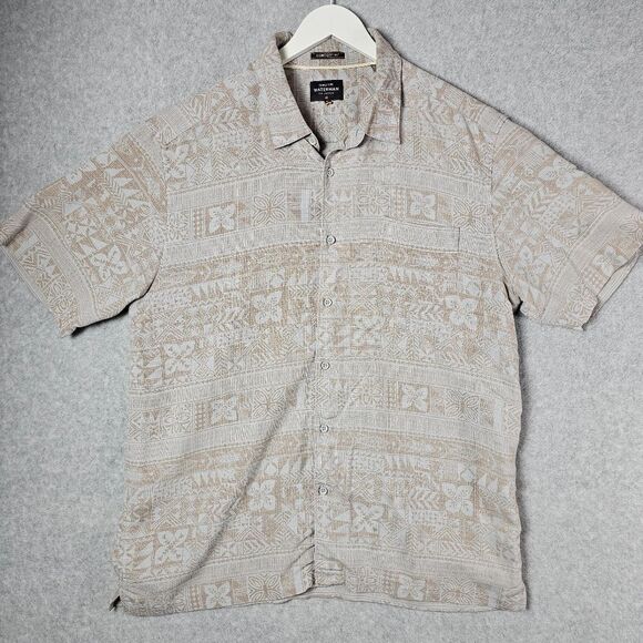 Quiksilver Waterman Shirt Hawaiian Tribal Print comfort Fit Button Down SHIRT XL - Picture 1 of 8